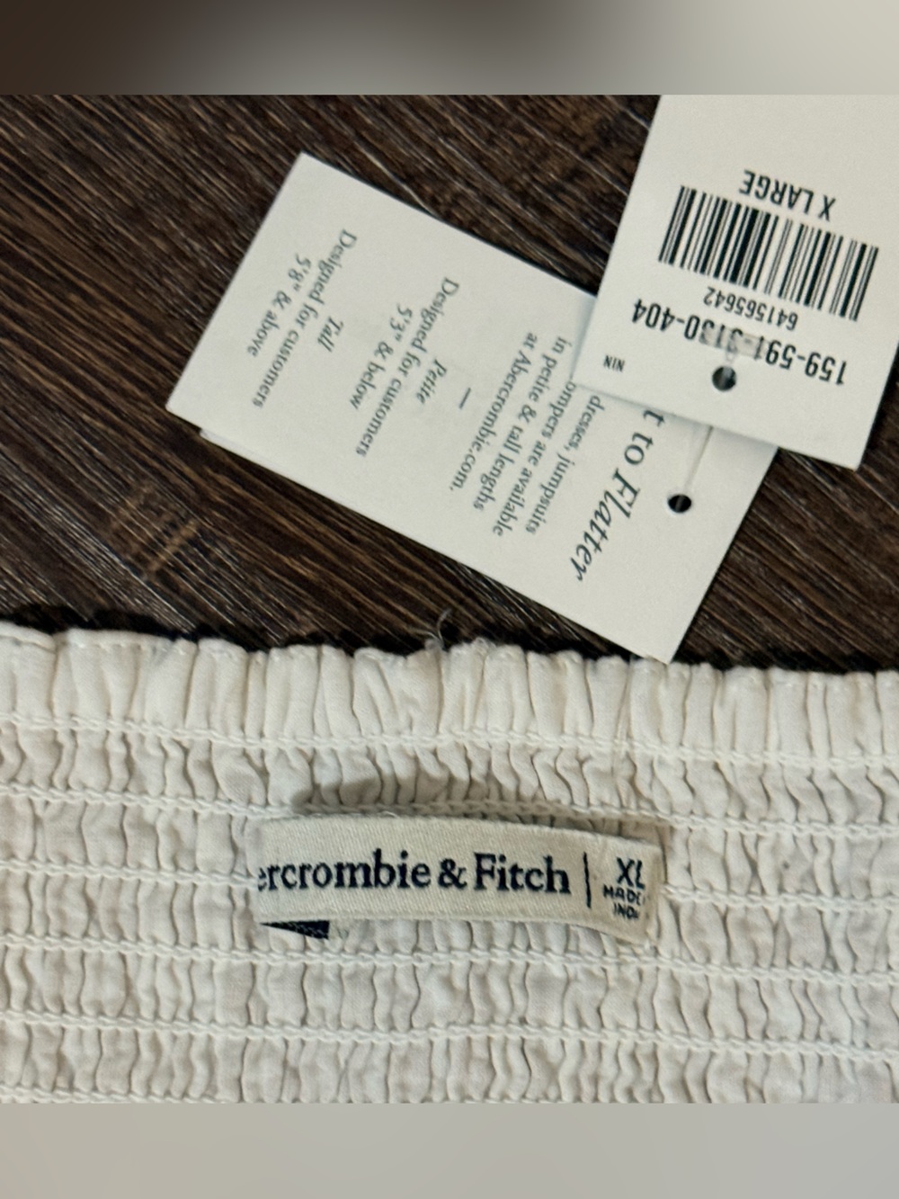 Abercrombie & Fitch Beige and White Striped cotton dress with pockets XL NWT - Picture 3 of 9